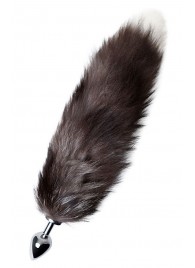 Серебристая металлическая анальная втулка с хвостом чернобурой лисы - размер S - ToyFa - купить с доставкой в Волгограде