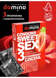 Презервативы для орального секса DOMINO Sweet Sex с ароматом клубничного коктейля  - 3 шт. - Domino - купить с доставкой в Волгограде