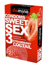 Презервативы для орального секса DOMINO Sweet Sex с ароматом клубничного коктейля  - 3 шт. - Domino - купить с доставкой в Волгограде
