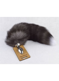 Серебристая анальная пробка с пушистым хвостиком - Sitabella - купить с доставкой в Волгограде