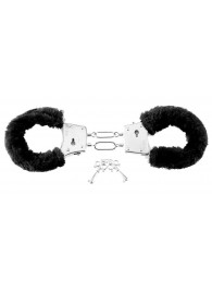 Меховые чёрные наручники Beginner s Furry Cuffs - Pipedream - купить с доставкой в Волгограде