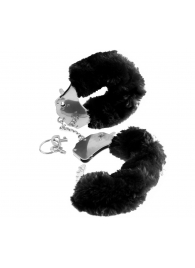 Металлические наручники Furry Love Cuffs с черным мехом - Pipedream - купить с доставкой в Волгограде