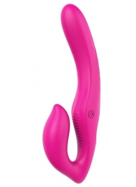 Ярко-розовый безремневой страпон REMOTE DOUBLE DIPPER - 22 см. - Dream Toys - купить с доставкой в Волгограде
