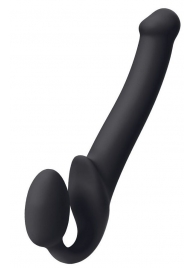 Черный безремневой страпон Silicone Bendable Strap-On M - Strap-on-me - купить с доставкой в Волгограде