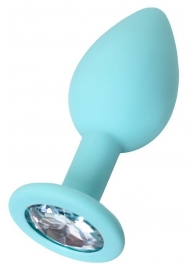 Мятная анальная пробка с прозрачным кристаллом Brilliant - 7 см. - ToyFa - купить с доставкой в Волгограде