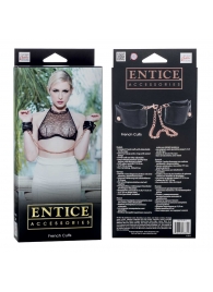 Черные мягкие наручники Entice French Cuffs с цепью - California Exotic Novelties - купить с доставкой в Волгограде