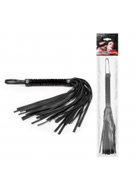 Черная гладкая плеть-флоггер с ручкой - 40 см. - Notabu - купить с доставкой в Волгограде