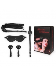 Эротический набор в черном цвете: маска, кляп, пэстисы, плётка - Notabu - купить с доставкой в Волгограде