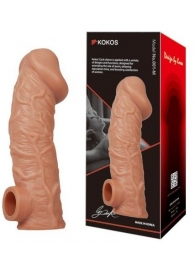 Телесная насадка на фаллос с отверстием для мошонки EXTREME SLEEVE - 17,6 см. - KOKOS - в Волгограде купить с доставкой