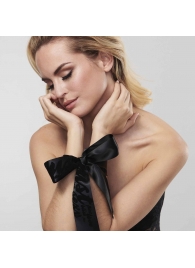 Черные ленты для связывания SILKY SENSUAL HANDCUFFS - Bijoux Indiscrets - купить с доставкой в Волгограде