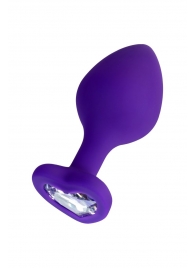 Фиолетовая анальная втулка Diamond Heart с прозрачным кристаллом - 8 см. - ToyFa - купить с доставкой в Волгограде