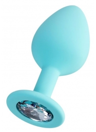 Мятная анальная втулка Brilliant с прозрачным кристаллом - 8 см. - ToyFa - купить с доставкой в Волгограде