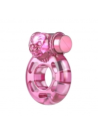 Розовое эрекционное кольцо с вибрацией Pink Bear - Baile - в Волгограде купить с доставкой