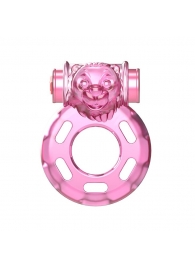 Розовое эрекционное кольцо с вибрацией Pink Bear - Baile - в Волгограде купить с доставкой
