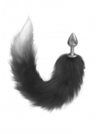 Серебристая анальная пробка с черным хвостом Galaxy - Lola Games - купить с доставкой в Волгограде