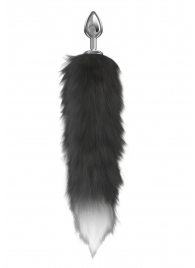 Серебристая анальная пробка с черным хвостом Starlit - Lola Games - купить с доставкой в Волгограде