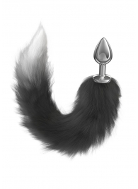 Серебристая анальная пробка с черным хвостом Starlit - Lola Games - купить с доставкой в Волгограде