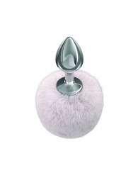 Серебристая анальная пробка с белым пушистым хвостиком Twinkle - Lola Games - купить с доставкой в Волгограде