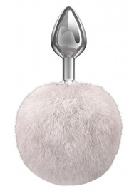 Серебристая анальная пробка с белым пушистым хвостиком Twinkle - Lola Games - купить с доставкой в Волгограде