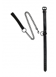 Черный ошейник Sin с поводком - Lola Games - купить с доставкой в Волгограде