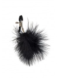 Зажимы на соски с черным пухом Euphoric - Lola Games - купить с доставкой в Волгограде