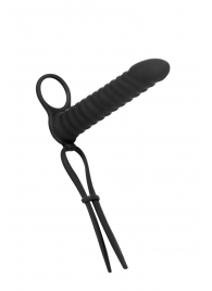 Черная вибронасадка для двойного проникновения Rori - 17 см. - Lola Games - купить с доставкой в Волгограде