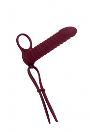 Бордовая вибронасадка для двойного проникновения Rori - 17 см. - Lola Games - купить с доставкой в Волгограде