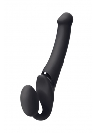 Черный безремневой вибрострапон Silicone Bendable Strap-On M - Strap-on-me - купить с доставкой в Волгограде