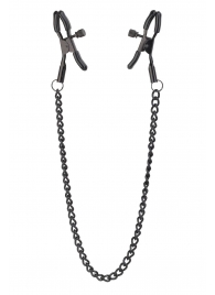 Черные зажимы на соски на цепочке BLAZE DELUXE NIPPLE CLAMPS - Dream Toys - купить с доставкой в Волгограде