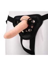 Телесный страпон на черных трусиках STRAP ON REAL DILDO - 20 см. - Dream Toys - купить с доставкой в Волгограде