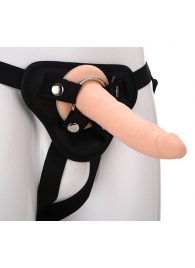 Телесный страпон на черных трусиках STRAP ON REAL DILDO - 20 см. - Dream Toys - купить с доставкой в Волгограде