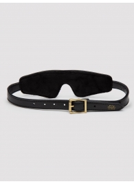 Черная плотная маска на глаза Bound to You Faux Leather Blindfold - Fifty Shades of Grey - купить с доставкой в Волгограде