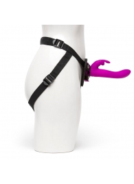 Лиловый страпон Rechargeable Vibrating Strap-On Harness Set - 17,6 см. - Happy Rabbit - купить с доставкой в Волгограде
