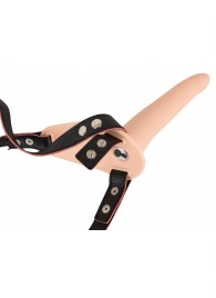 Телесный поясной страпон с вибрацией Vibrating Strap-On - 15,7 см. - Orion - купить с доставкой в Волгограде