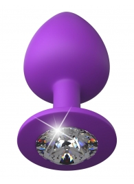 Фиолетовая анальная пробка со стразом Her Little Gem Large Plug - 9,5 см. - Pipedream - купить с доставкой в Волгограде