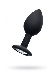 Черная анальная втулка с прозрачным стразом - 7,2 см. - POPO Pleasure - купить с доставкой в Волгограде