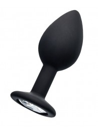 Черная анальная втулка с прозрачным стразом - 7,2 см. - POPO Pleasure - купить с доставкой в Волгограде