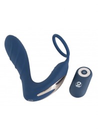 Синий вибростимулятор простаты с кольцом - 14,5 см. - Orion - в Волгограде купить с доставкой