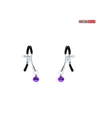 Оригинальные зажимы на соски с фиолетовыми шариками - Notabu - купить с доставкой в Волгограде