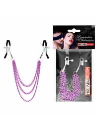 Оригинальные зажимы на соски с тройной розовой цепочкой - Notabu - купить с доставкой в Волгограде