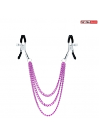 Оригинальные зажимы на соски с тройной розовой цепочкой - Notabu - купить с доставкой в Волгограде