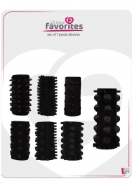 Набор из 7 черных насадок PENIS SLEEVES SET - Dream Toys - в Волгограде купить с доставкой
