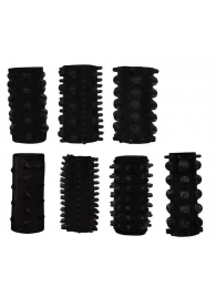 Набор из 7 черных насадок PENIS SLEEVES SET - Dream Toys - в Волгограде купить с доставкой