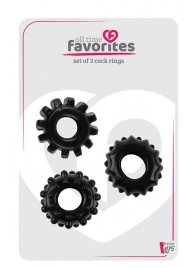 Набор из 3 черных эрекционных колец SET OF 3 COCKRINGS - Dream Toys - в Волгограде купить с доставкой