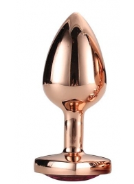 Золотистая анальная втулка с кристаллом-сердечком розового цвета - 7,1 см. - Dream Toys - купить с доставкой в Волгограде