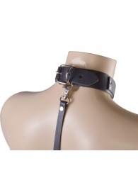Черный ошейник с металлическими зажимами на соски и поводком - Sitabella - купить с доставкой в Волгограде