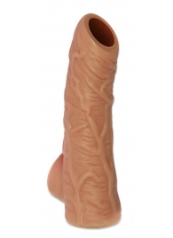 Телесная открытая насадка-реалистик с подхватом мошонки Nude Sleeve L - 14 см. - KOKOS - в Волгограде купить с доставкой