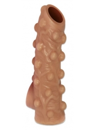Телесная насадка с бугорками и открытой головкой Nude Sleeve M - 12 см. - KOKOS - в Волгограде купить с доставкой