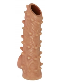 Телесная насадка с шипами и открытой головкой Nude Sleeve M - 12 см. - KOKOS - в Волгограде купить с доставкой
