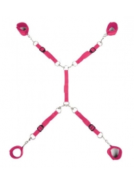 Ярко-розовый набор фиксаций на кровати Classic Bed Spreader - Lux Fetish - купить с доставкой в Волгограде